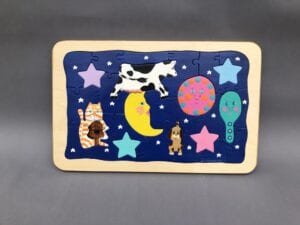 Cow over the moon shape puzzle for children